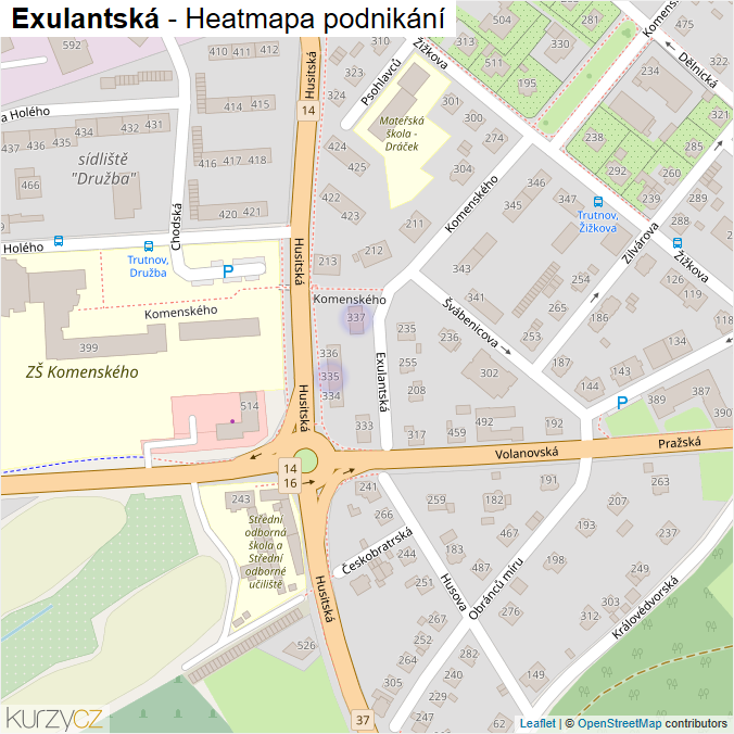 Mapa Exulantská - Firmy v ulici.