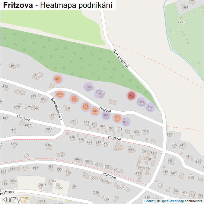 Mapa Fritzova - Firmy v ulici.
