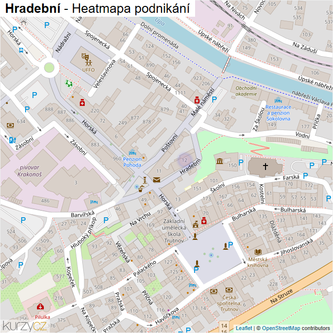 Mapa Hradební - Firmy v ulici.