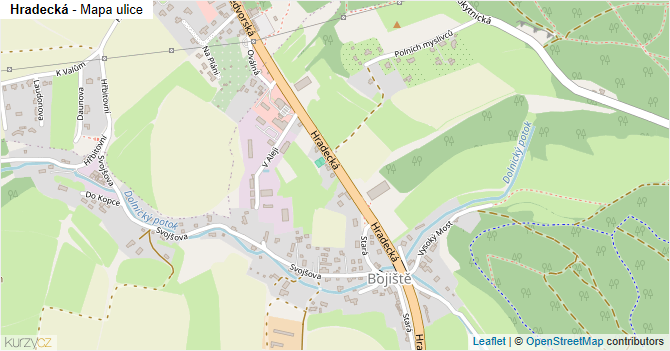Hradecká - mapa ulice