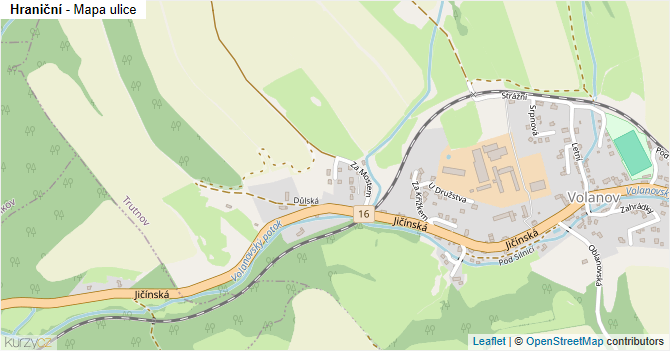Hraniční - mapa ulice