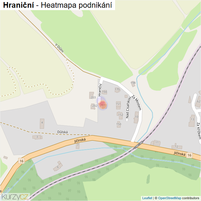Mapa Hraniční - Firmy v ulici.