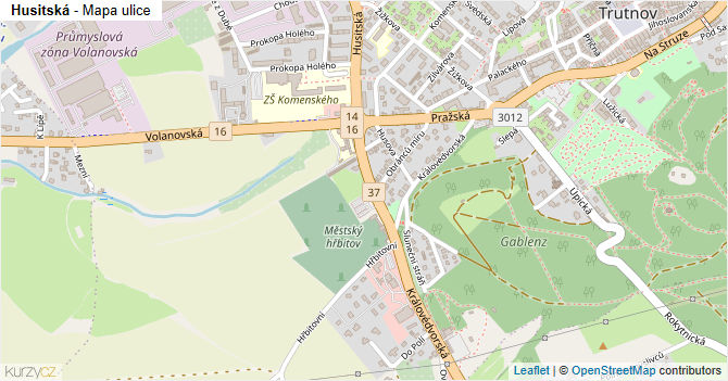 Husitská - mapa ulice