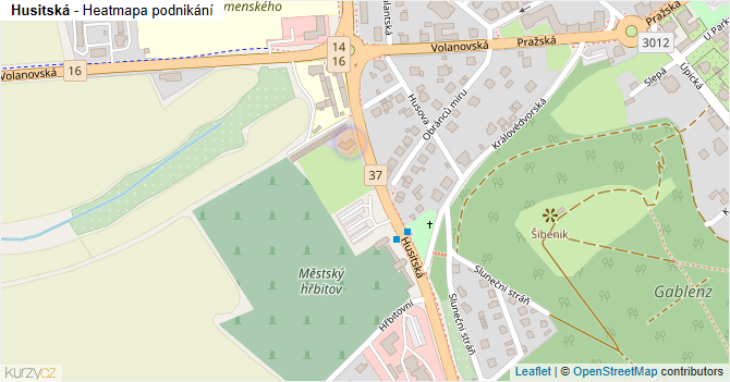 Husitská - mapa podnikání