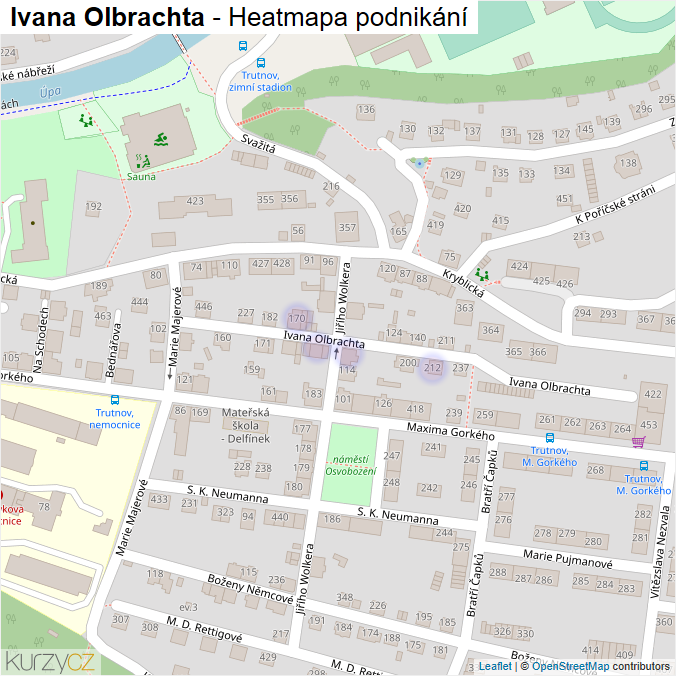Mapa Ivana Olbrachta - Firmy v ulici.