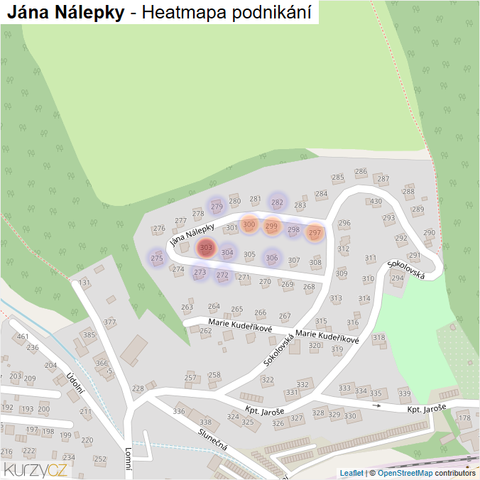 Mapa Jána Nálepky - Firmy v ulici.