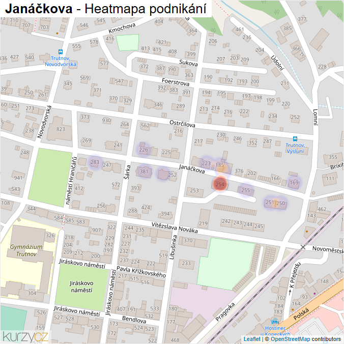 Mapa Janáčkova - Firmy v ulici.