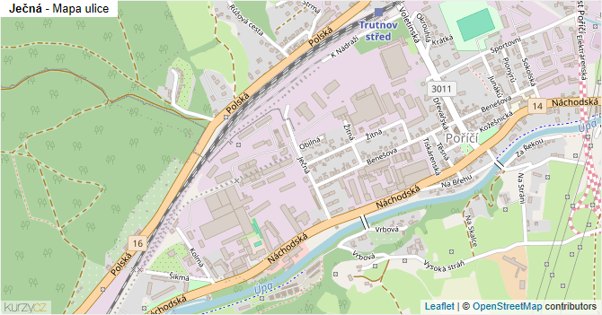 Ječná - mapa ulice