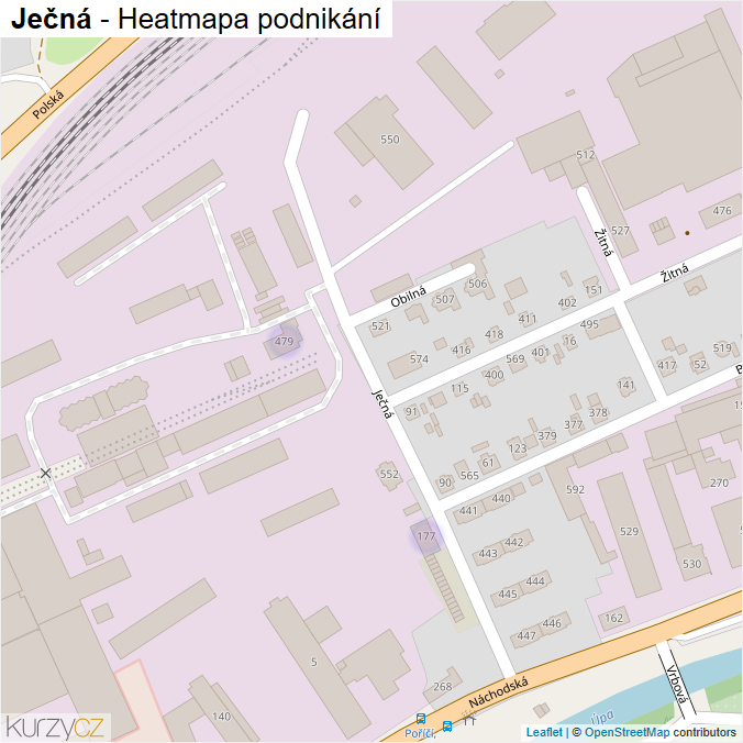 Mapa Ječná - Firmy v ulici.