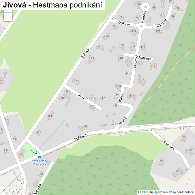 Mapa Jívová - Firmy v ulici.