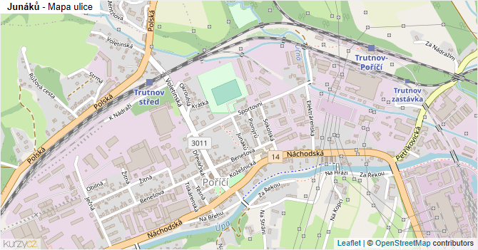 Junáků - mapa ulice