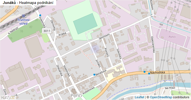Junáků - mapa podnikání