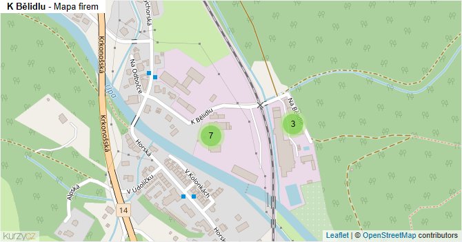 K Bělidlu - mapa firem