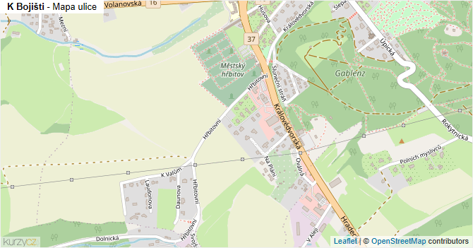 K Bojišti - mapa ulice