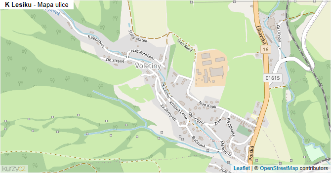K Lesíku - mapa ulice