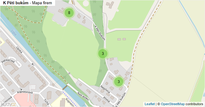 K Pěti bukům - mapa firem