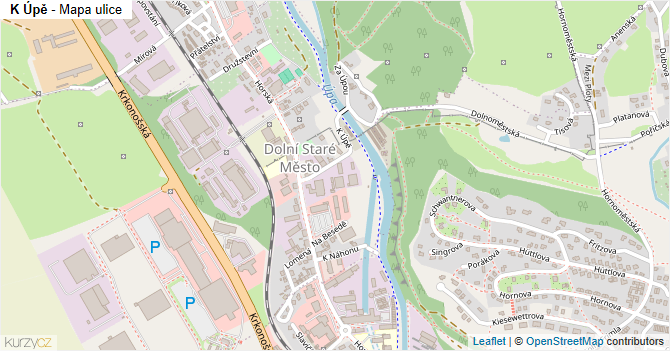 K Úpě - mapa ulice