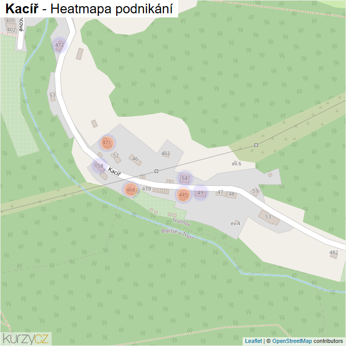 Mapa Kacíř - Firmy v ulici.