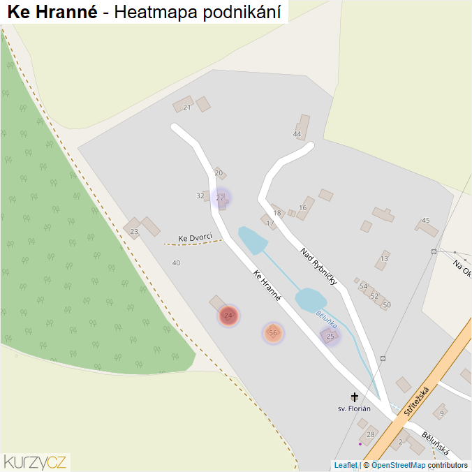Mapa Ke Hranné - Firmy v ulici.