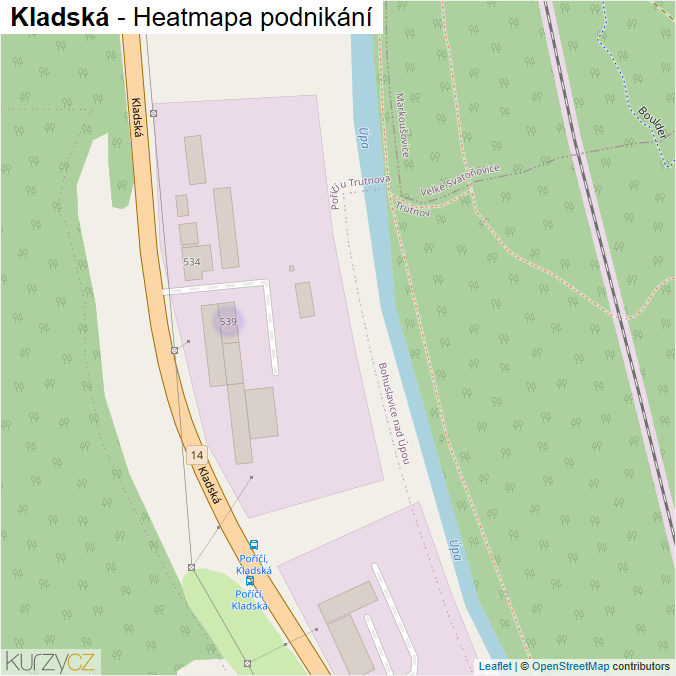 Mapa Kladská - Firmy v ulici.