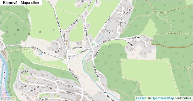 Klenová - mapa ulice