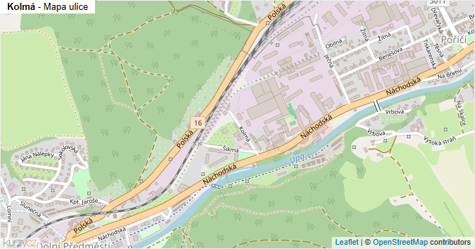 Kolmá - mapa ulice