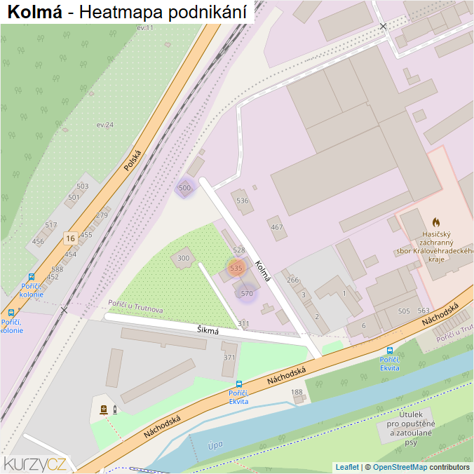 Mapa Kolmá - Firmy v ulici.