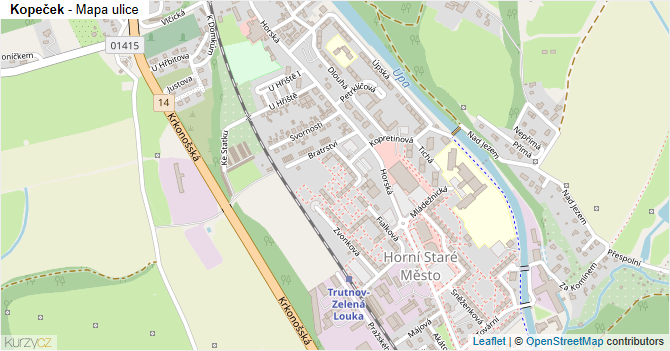Kopeček - mapa ulice