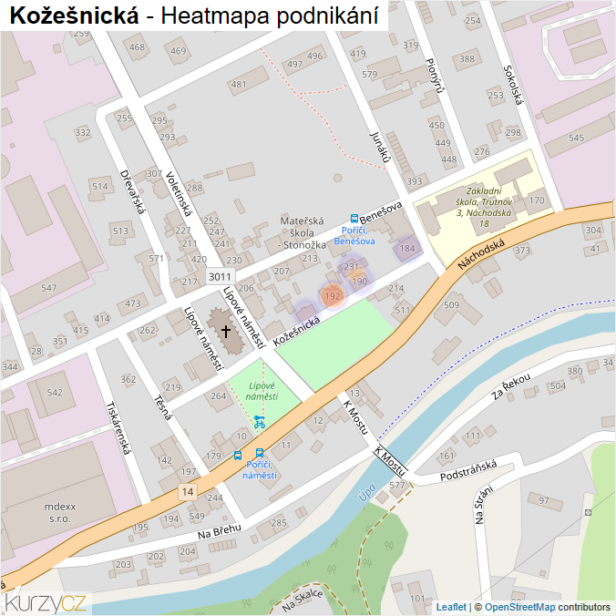 Mapa Kožešnická - Firmy v ulici.