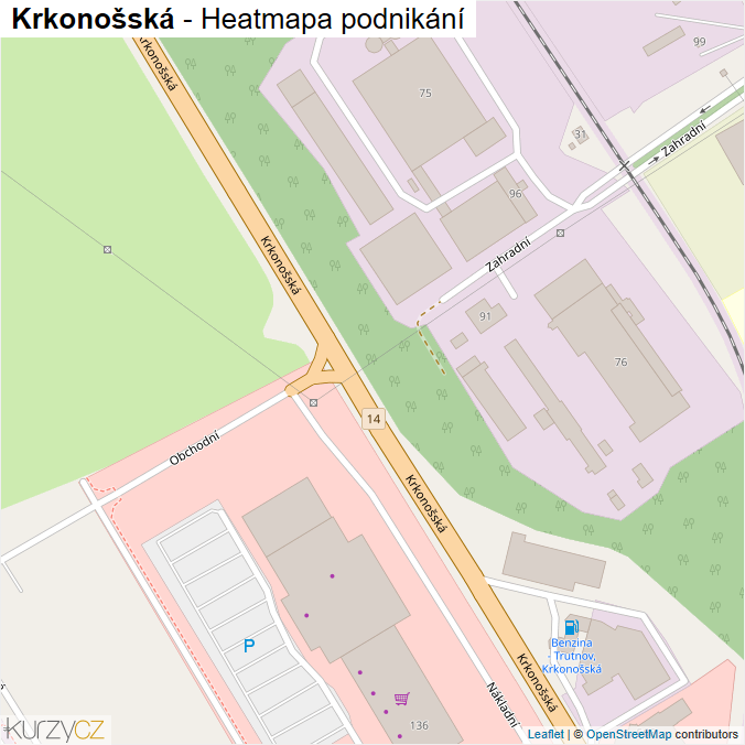 Mapa Krkonošská - Firmy v ulici.