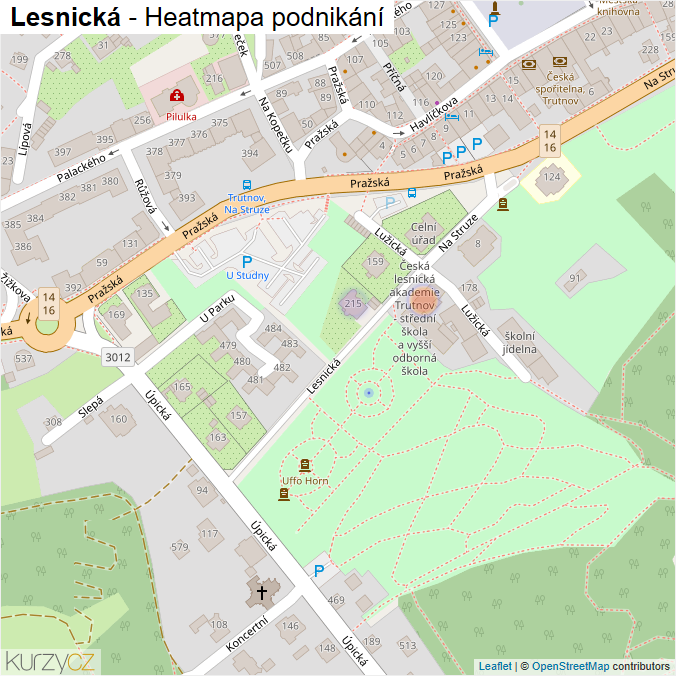 Mapa Lesnická - Firmy v ulici.