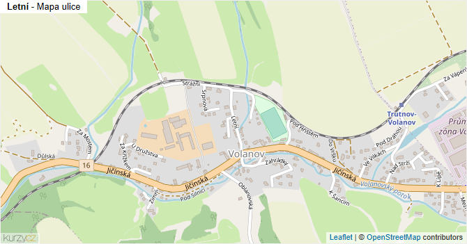 Letní - mapa ulice