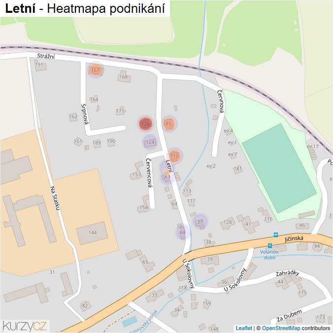 Mapa Letní - Firmy v ulici.