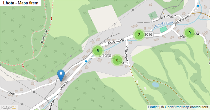 Lhota - mapa firem