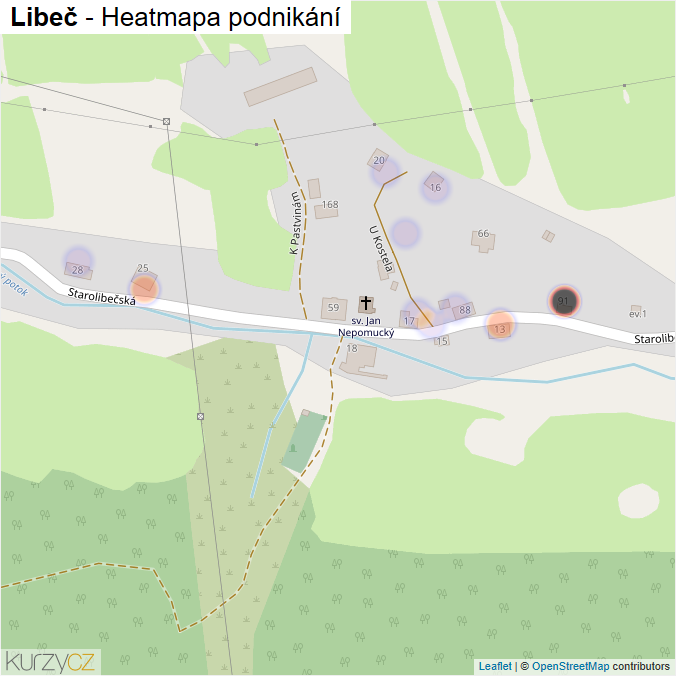 Mapa Libeč - Firmy v části obce.