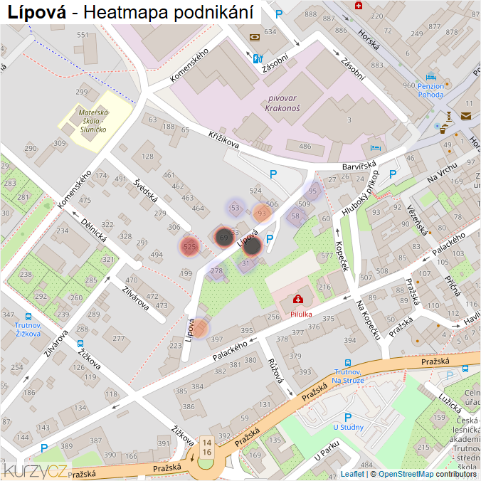 Mapa Lípová - Firmy v ulici.