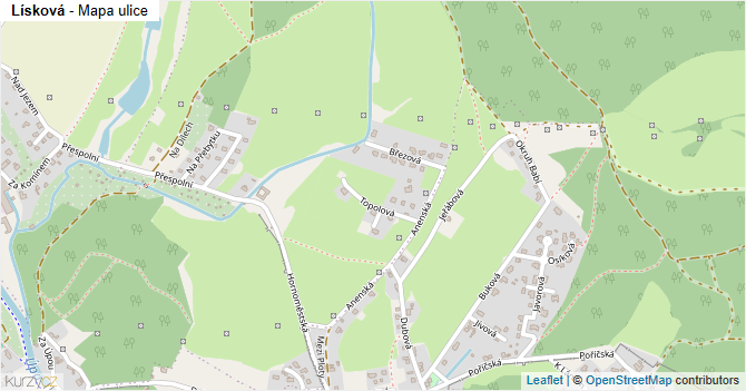 Lísková - mapa ulice