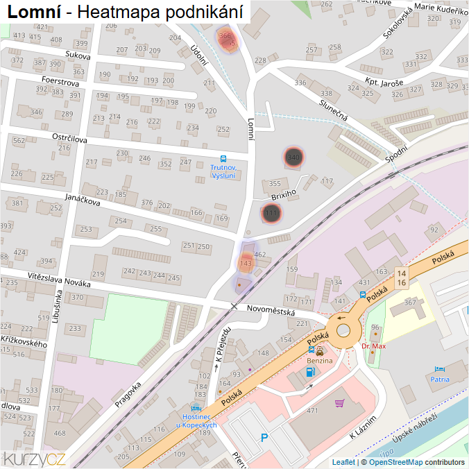 Mapa Lomní - Firmy v ulici.