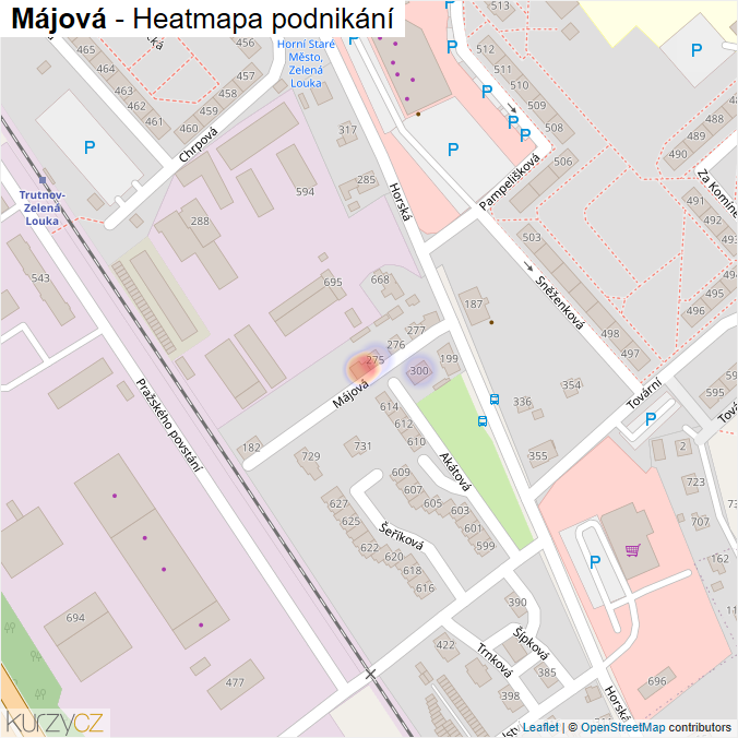Mapa Májová - Firmy v ulici.