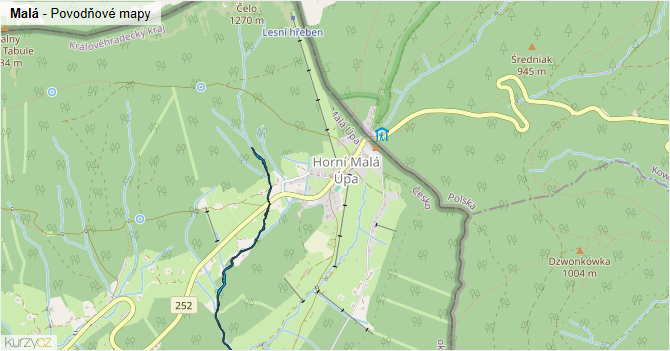 Malá - záplavové mapy stoleté vody