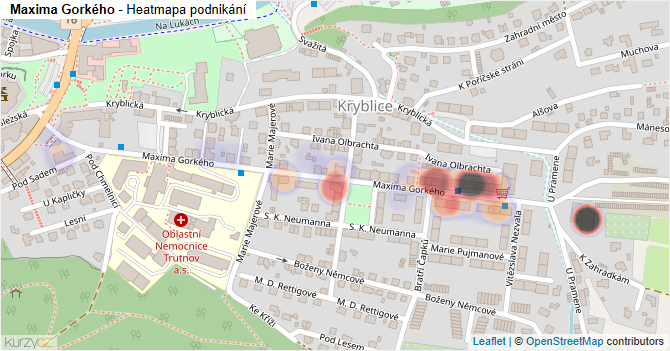 Maxima Gorkého - mapa podnikání