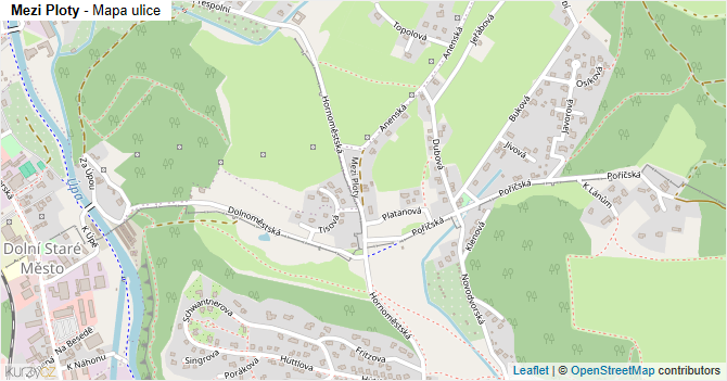 Mezi Ploty - mapa ulice