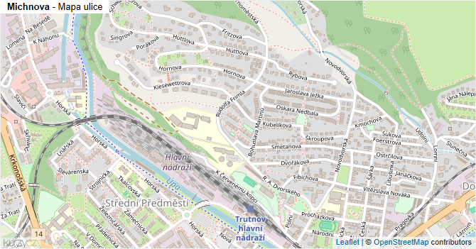 Michnova - mapa ulice
