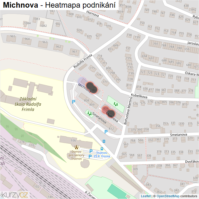 Mapa Michnova - Firmy v ulici.