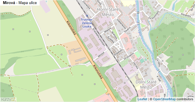 Mírová - mapa ulice
