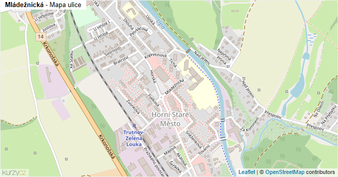 Mládežnická - mapa ulice