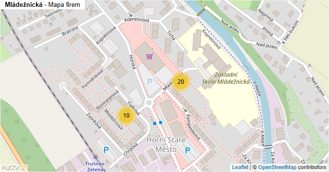 Mládežnická - mapa firem