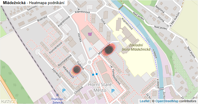 Mládežnická - mapa podnikání