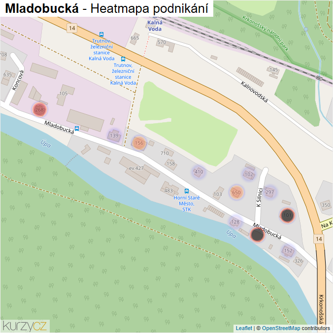 Mapa Mladobucká - Firmy v ulici.