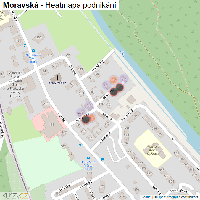 Mapa Moravská - Firmy v ulici.
